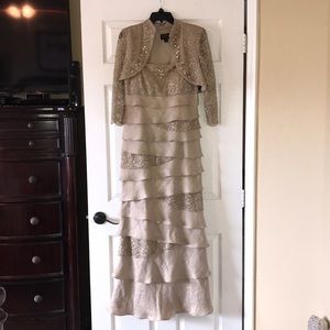 Ignite Evening by Carol Lin Harvest Gold/Tan Dress